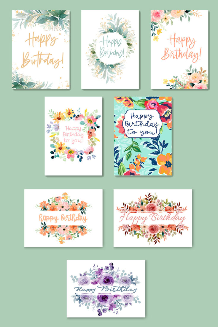 Flower Birthday Card 8 Free Printable Floral Birthday Cards