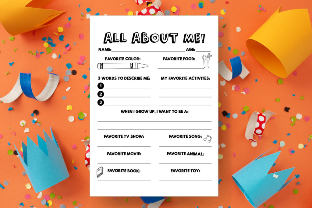 Printable All About Me - Free About Me Worksheet for Kids