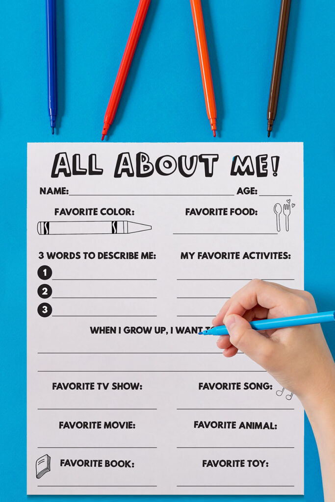 all about me for kids printable