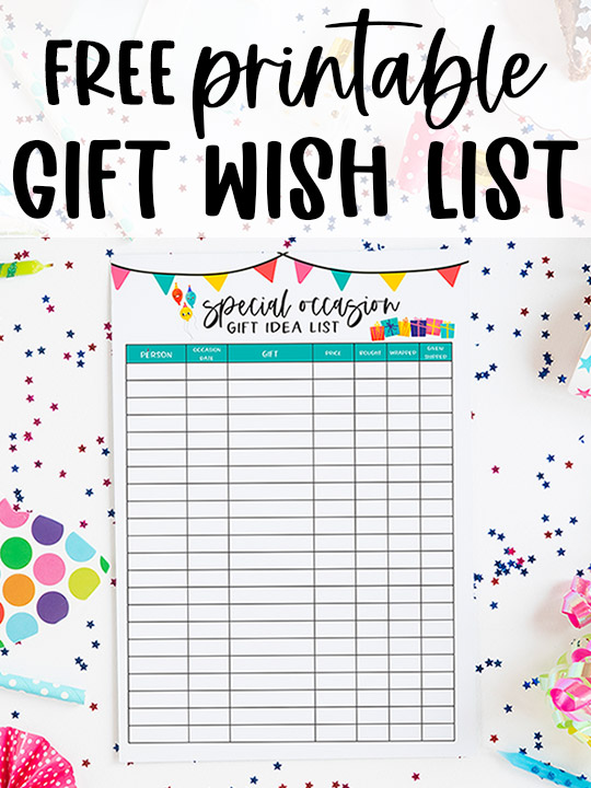 Printable Birthday Wish List Template