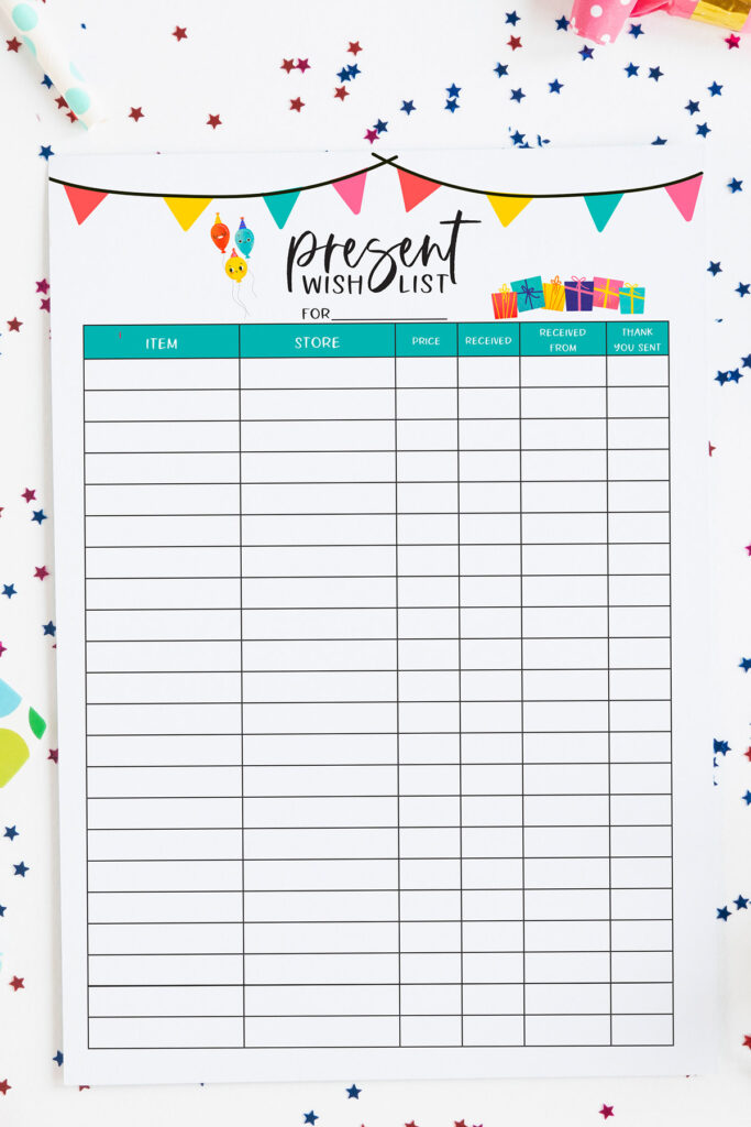 Wish List Printable - Free Printable Gift Idea List