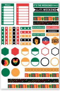 This image is showing 1 of the 3 free pages of Juneteenth Stickers you can download at the end of this blog post.
