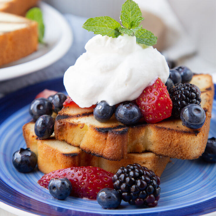 Image for Patriotic Dessert: Grilled Pound Cake with Berries and Cream