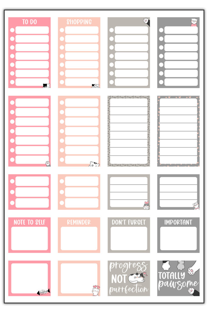 Free printable cat planner stickers - Agendasticker - freebie