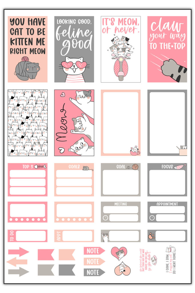 Free printable cat planner stickers - ausdruckbare Katzensticker - freebie