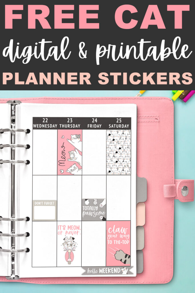 Cat Planner Stickers - Free Digital and Printable Cat Stickers