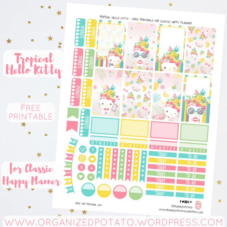 Image for Free Planner Printable: Tropical Hello Kitty