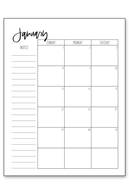 Free Printable 2023 Calendar - Simple Black and White Calendar