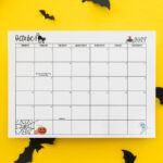 This image shows one of the months from the 2023 calendar pdf and png files you can get for free at the end of this blog post. This is showing a monthly calendar for October.