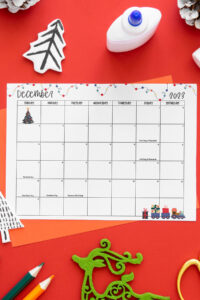 This image shows one of the months from the 2023 calendar pdf and png files you can get for free at the end of this blog post. This is showing a monthly calendar for December.