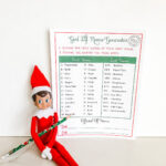 This image shows one of the three free Christmas elf name generator printables you can get for free at the end of this blog post.