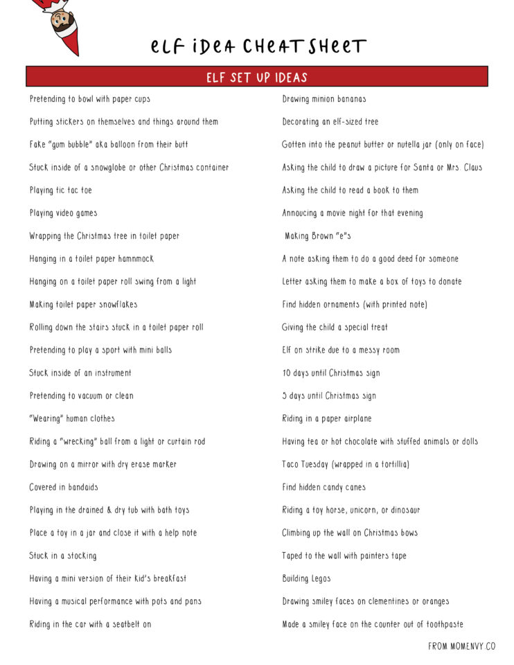 Elf on the Shelf Ideas for Home - Free Printable Elf on the Shelf ...