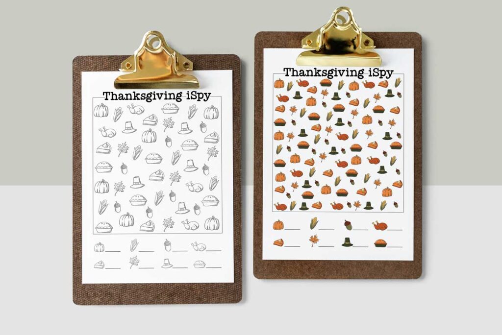 Free i Spy Thanksgiving Printables