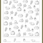This image shows one of the free I Spy Thanksgiving printables you can grab for free at the end of this post. This version is the black and white, easier Thanksgiving iSpy worksheet.