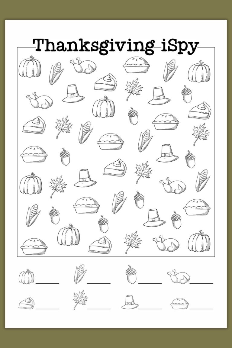 Free i Spy Thanksgiving Printables