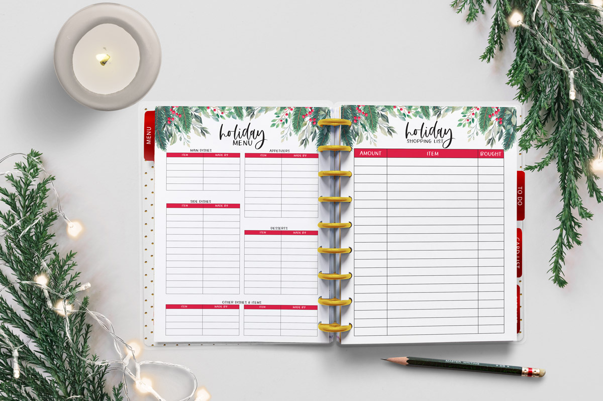 This image shows two of the pages that are part of the printable Christmas planner files you can get at the end of this blog post.