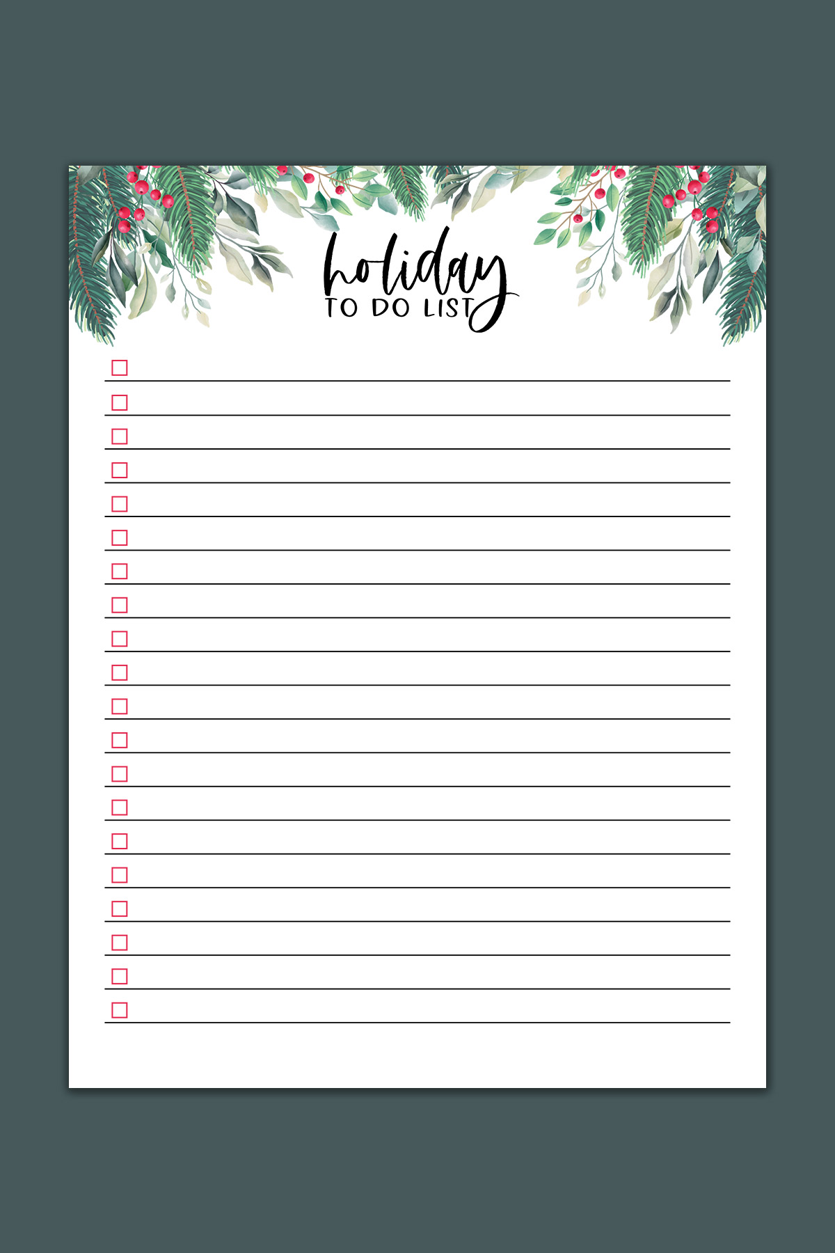 This image shows one of the pages that are part of the printable Christmas planner files you can get at the end of this blog post. This is the holiday to do list.