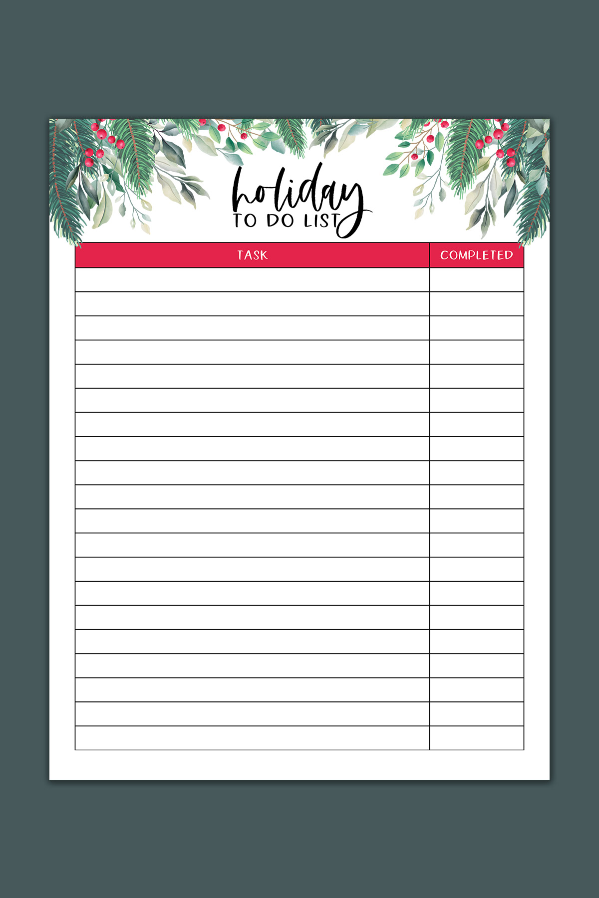 This image shows one of the pages that are part of the printable Christmas planner files you can get at the end of this blog post. This is the holiday to do list, version 2.