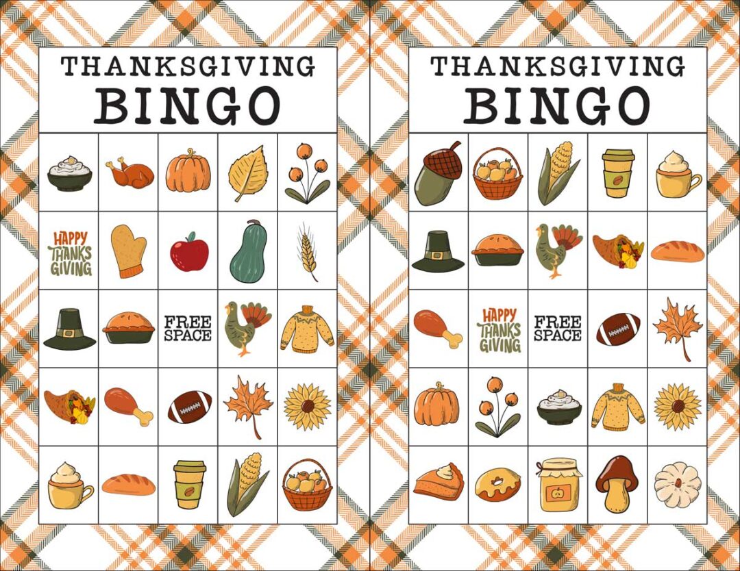 Thanksgiving Bingo Cards Free Printable Set