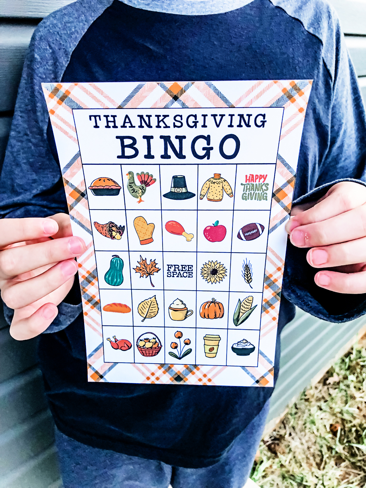 This is an image of one of the free bingo cards from the Thanksgiving bingo cards free printable set. It says Thanksgiving bingo at the top and below that are a bunch of Thanksgiving themed clip art.