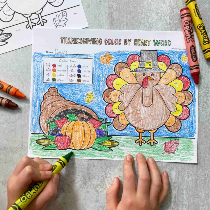 Image for Thanksgiving Color by Sight Word Printables