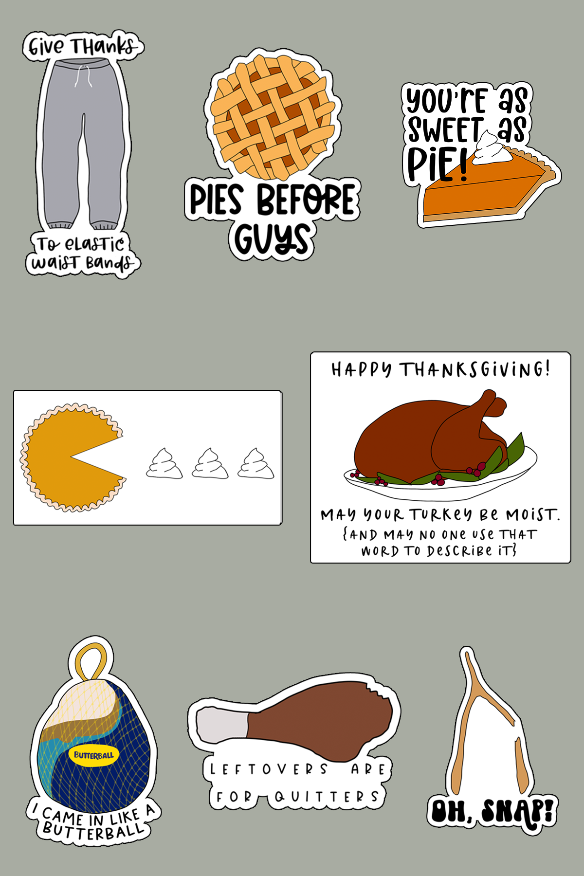 Digital Stickers Thanksgiving Digital Thanksgiving Stickers