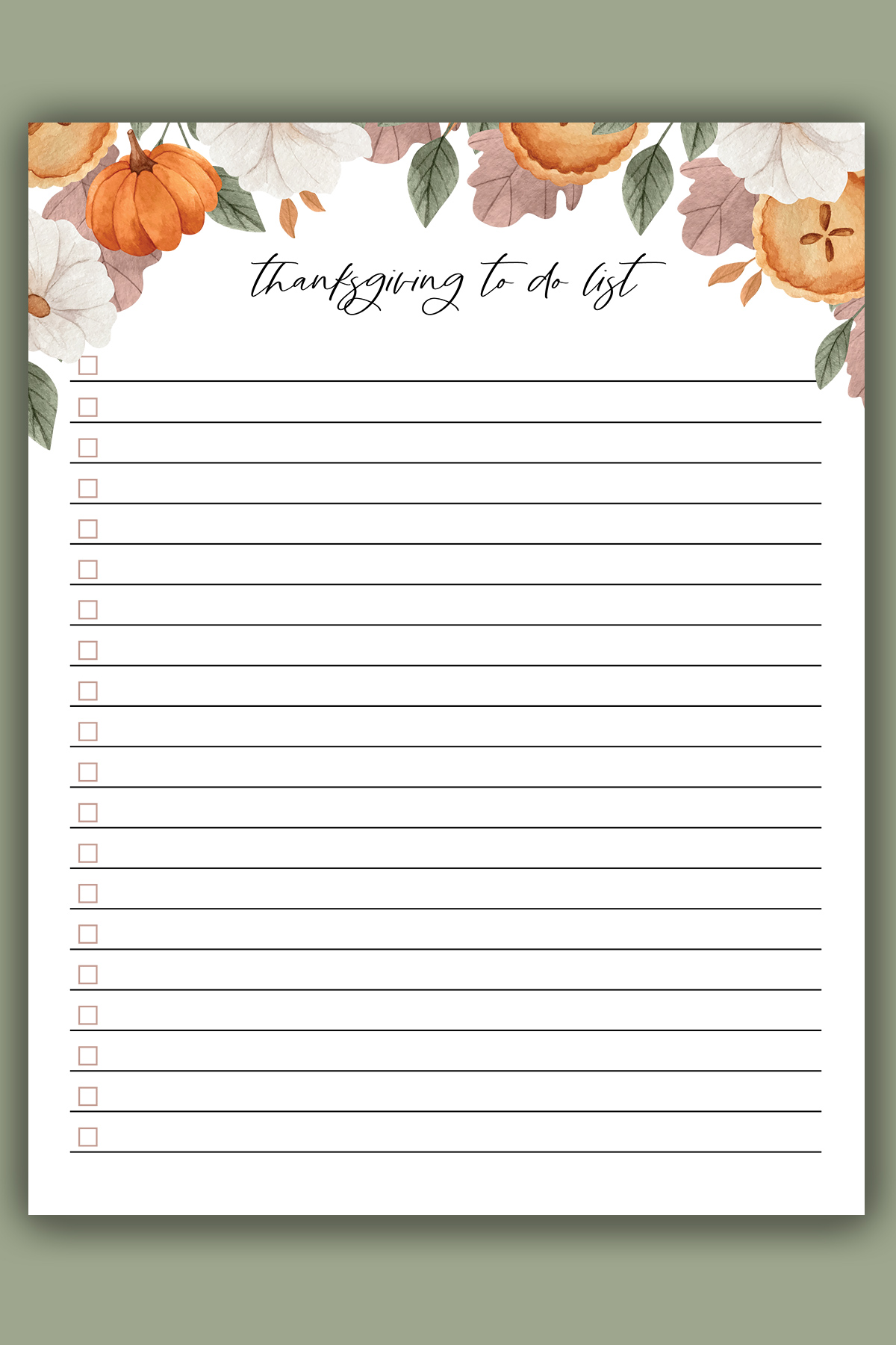 This image shows one of the free Thanksgiving to do lists you can get as part of the Thanksgiving shopping list printable, to do lists, and menu planner set at the end of this blog post.