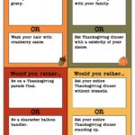 This image shows one of the pages available in the would you rather Thanksgiving games printable set you can get at the end of this blog post.