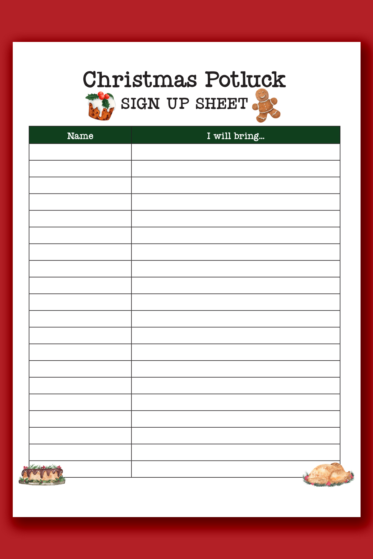 How To Make A Potluck Signup Sheet