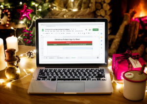 This image shows one of the Christmas potluck sign up Google sheets option that you can get at the end of this blog post.
