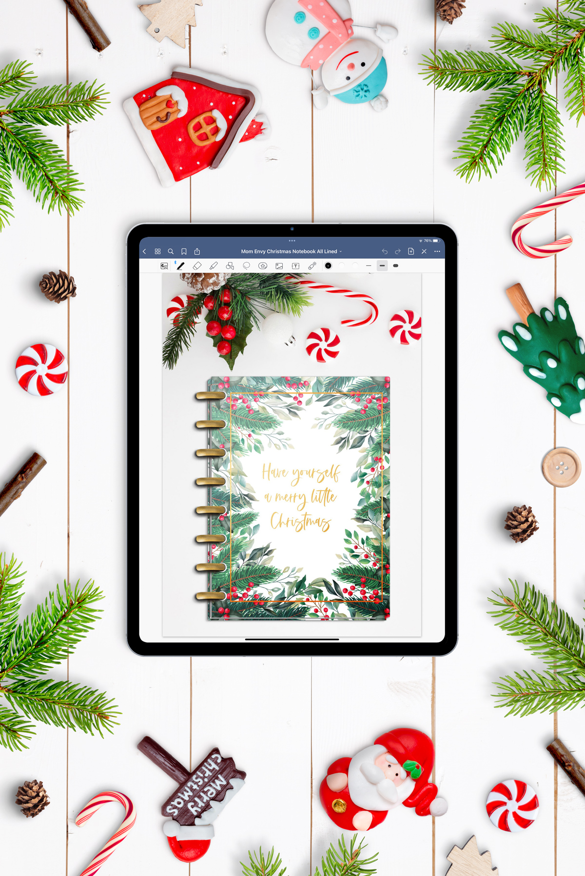 This image shows the cover of the free Christmas digital notebook.