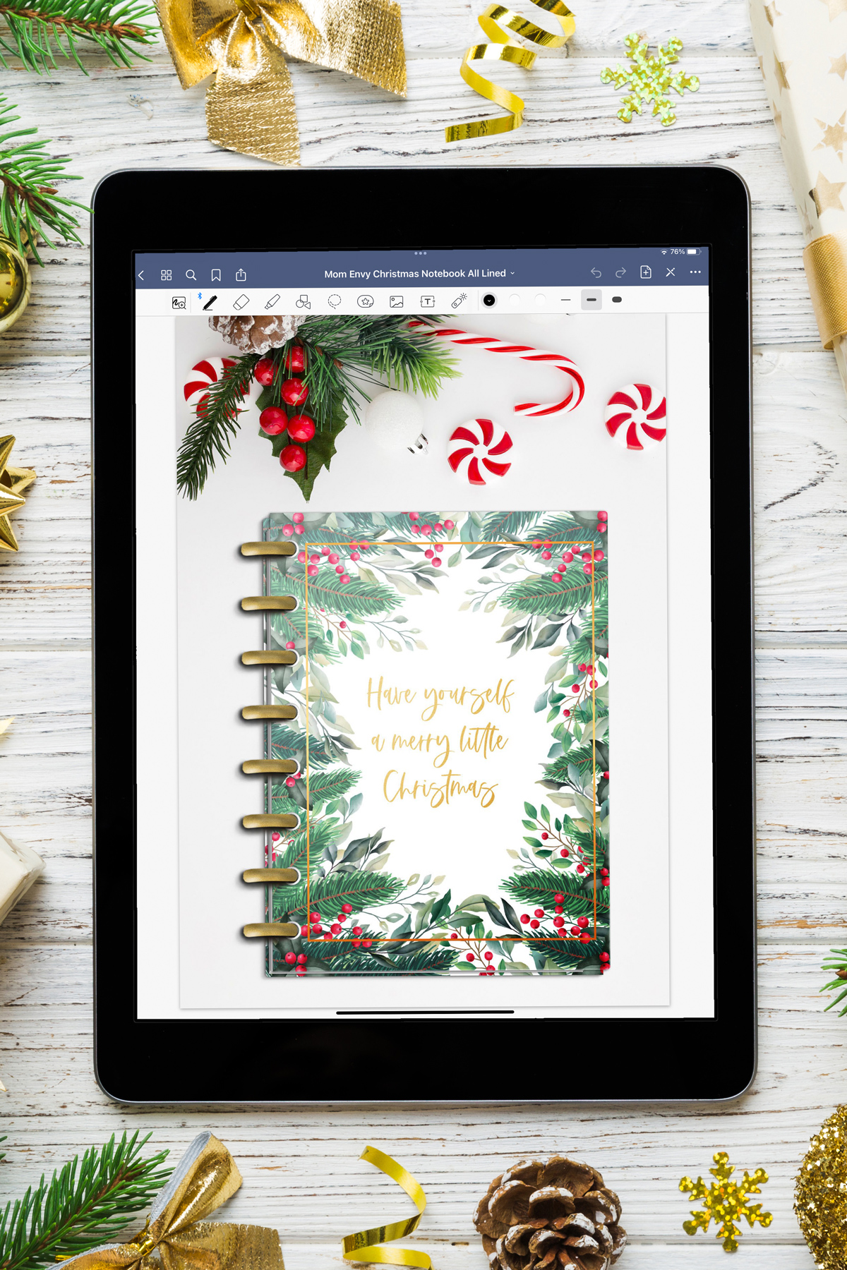 This image shows the cover of the free Christmas digital notebook.