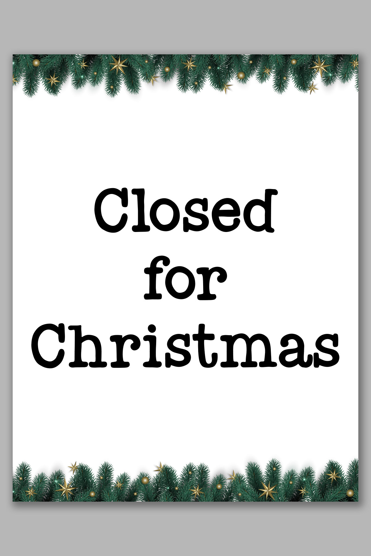 Free Printable Closed for Christmas Sign Template Set