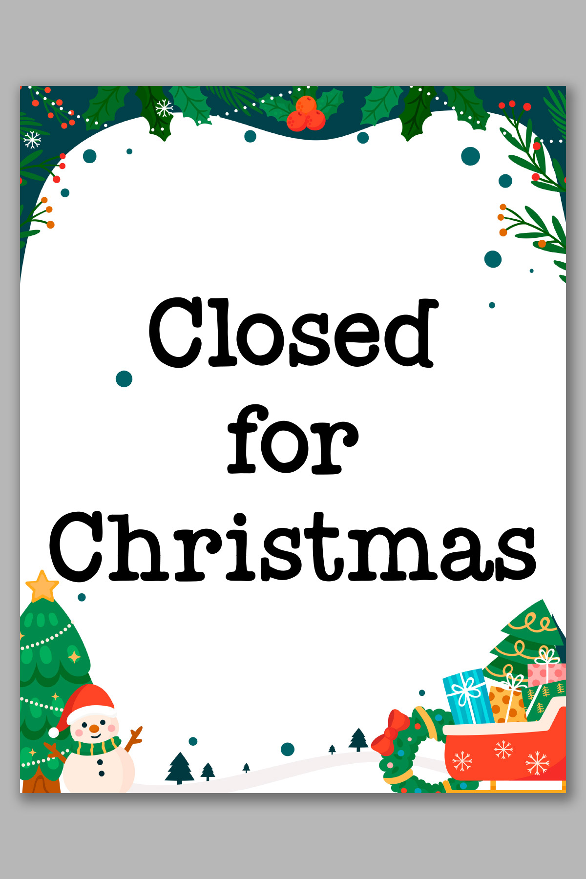 Printable Holiday Closed Signs