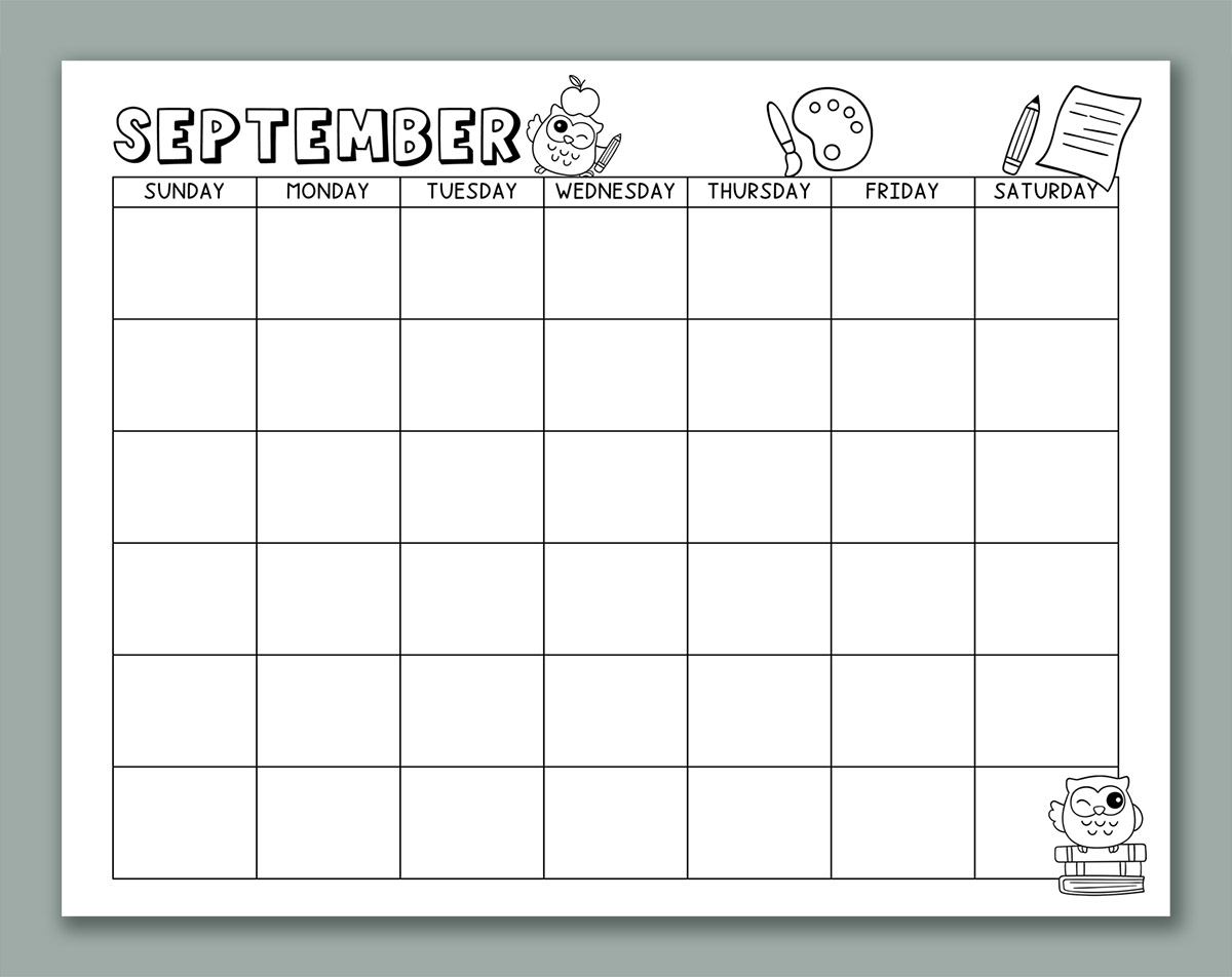 september 2022 calendar clipart kids