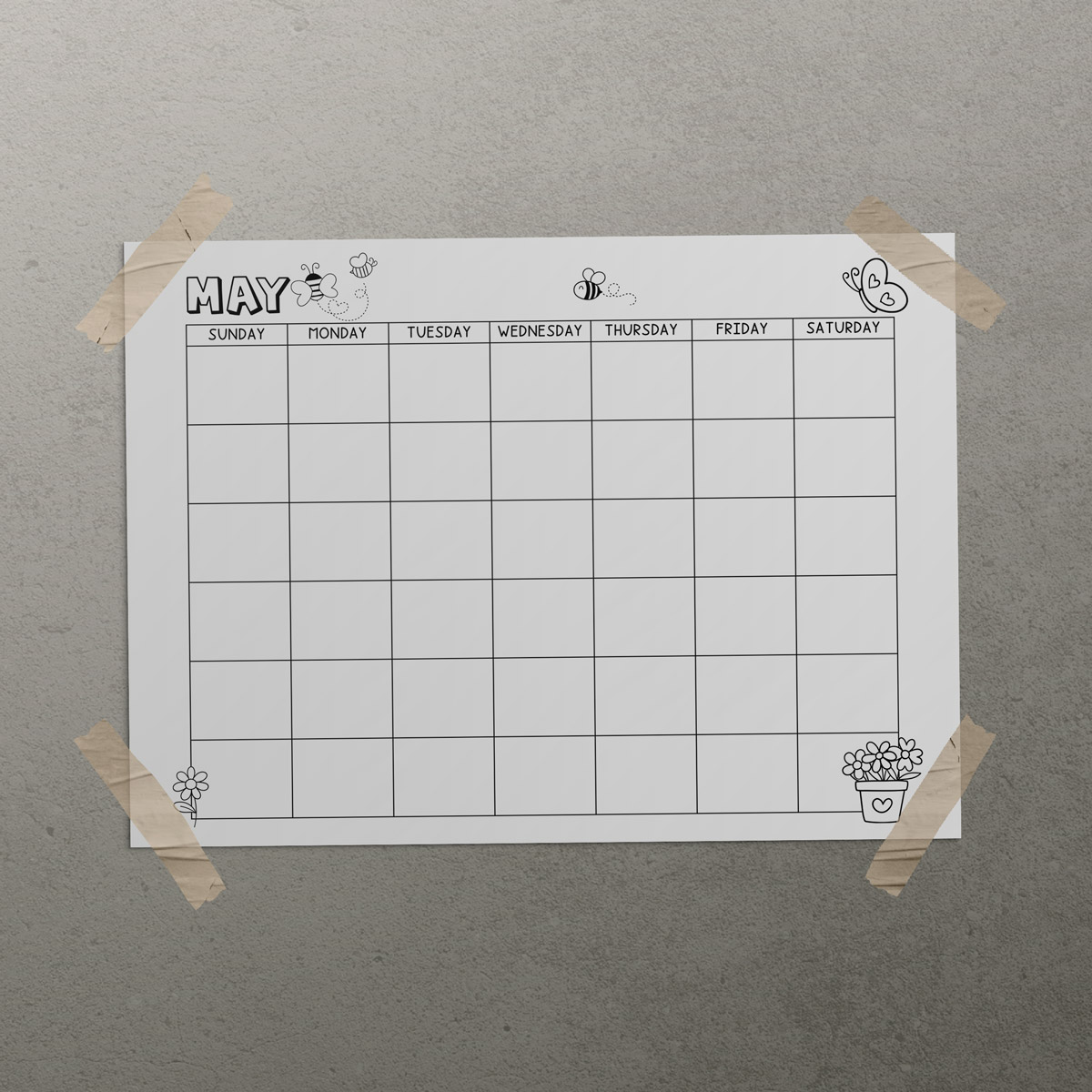 Printable Monthly Planner For Kids, Instant Download PDF