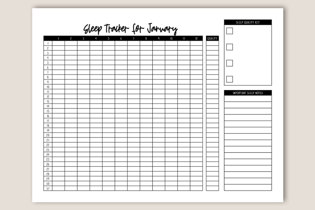 Sleep Tracker Printable and Digital Planner Files