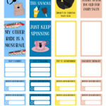 This image shows some of the free theme park planner stickers you can get at the end of this blog post. They are Disney World castle inspired in colors and design.