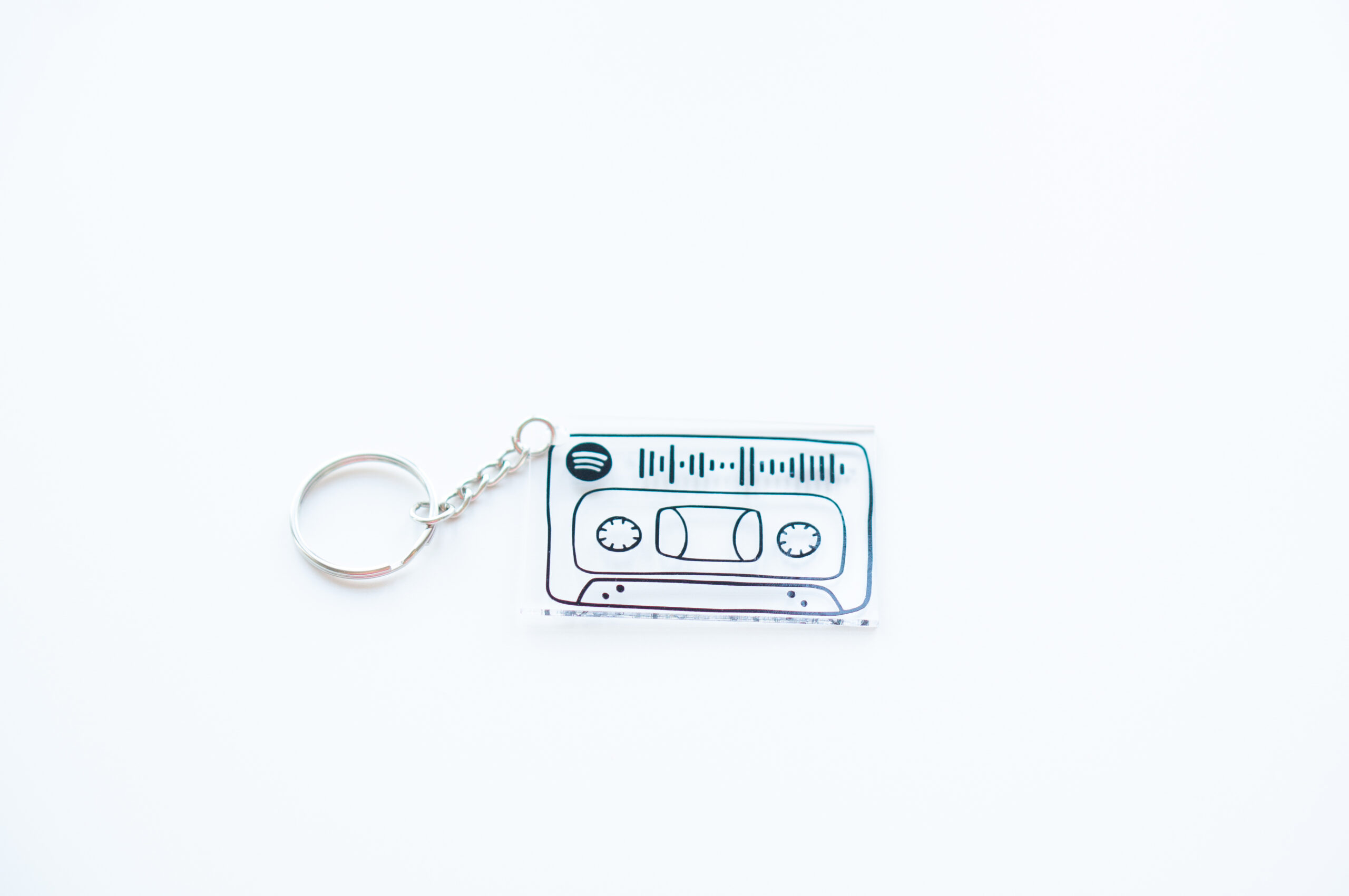 This image shows a song keychain DIY gift with a Spotify code.