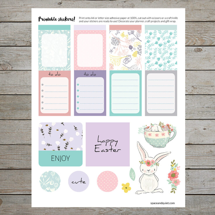 Image for Free Printable Easter Stickers for planners, gift wrapping and craft