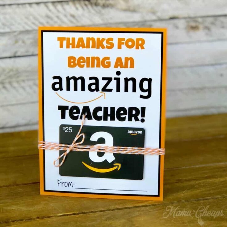 Image for Amazon Gift Card Teacher Gift Printable Card Holder
