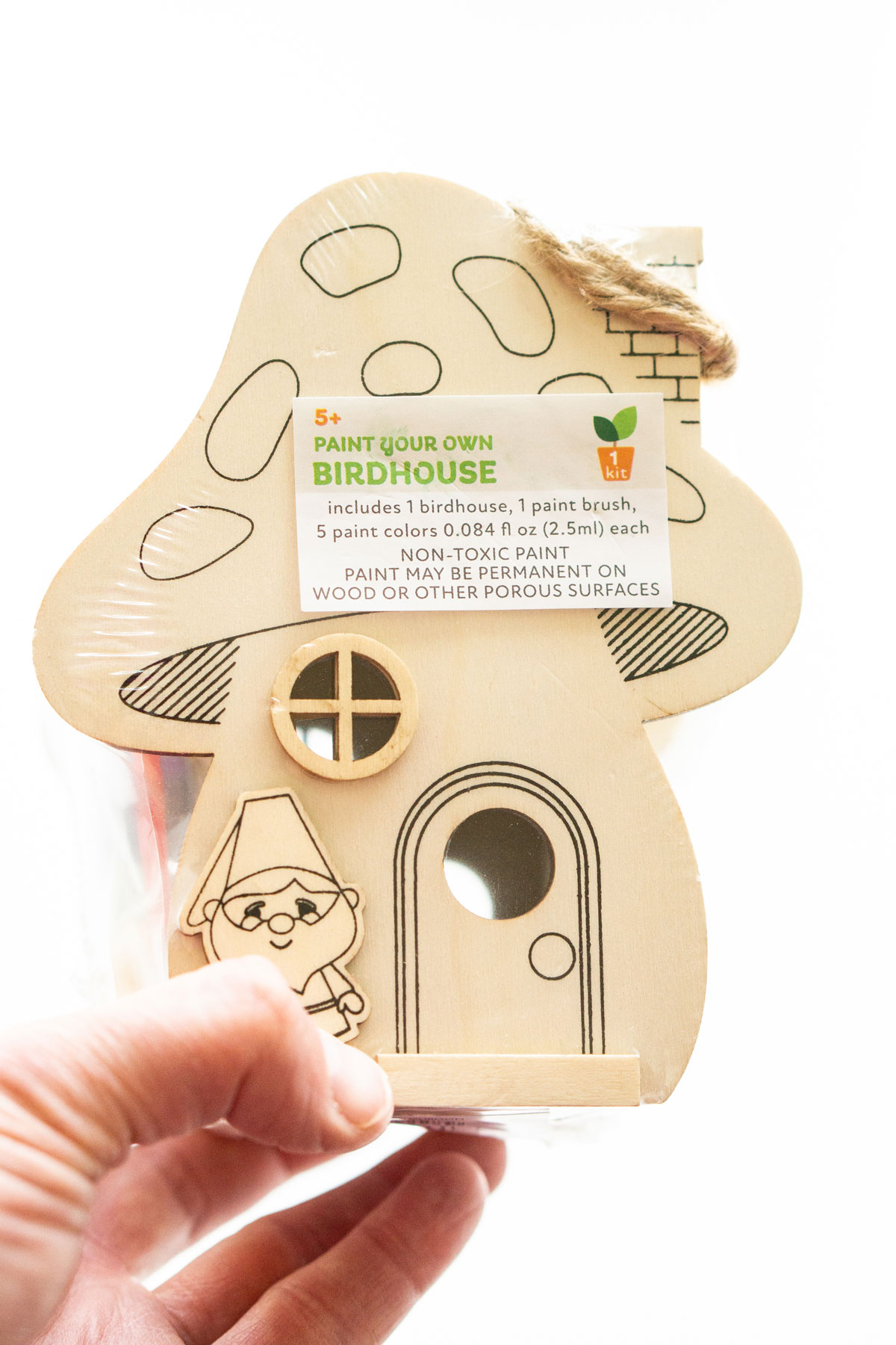 This image is showing one of the birthday party gift bag ideas which is a wooden birdhouse craft to paint.