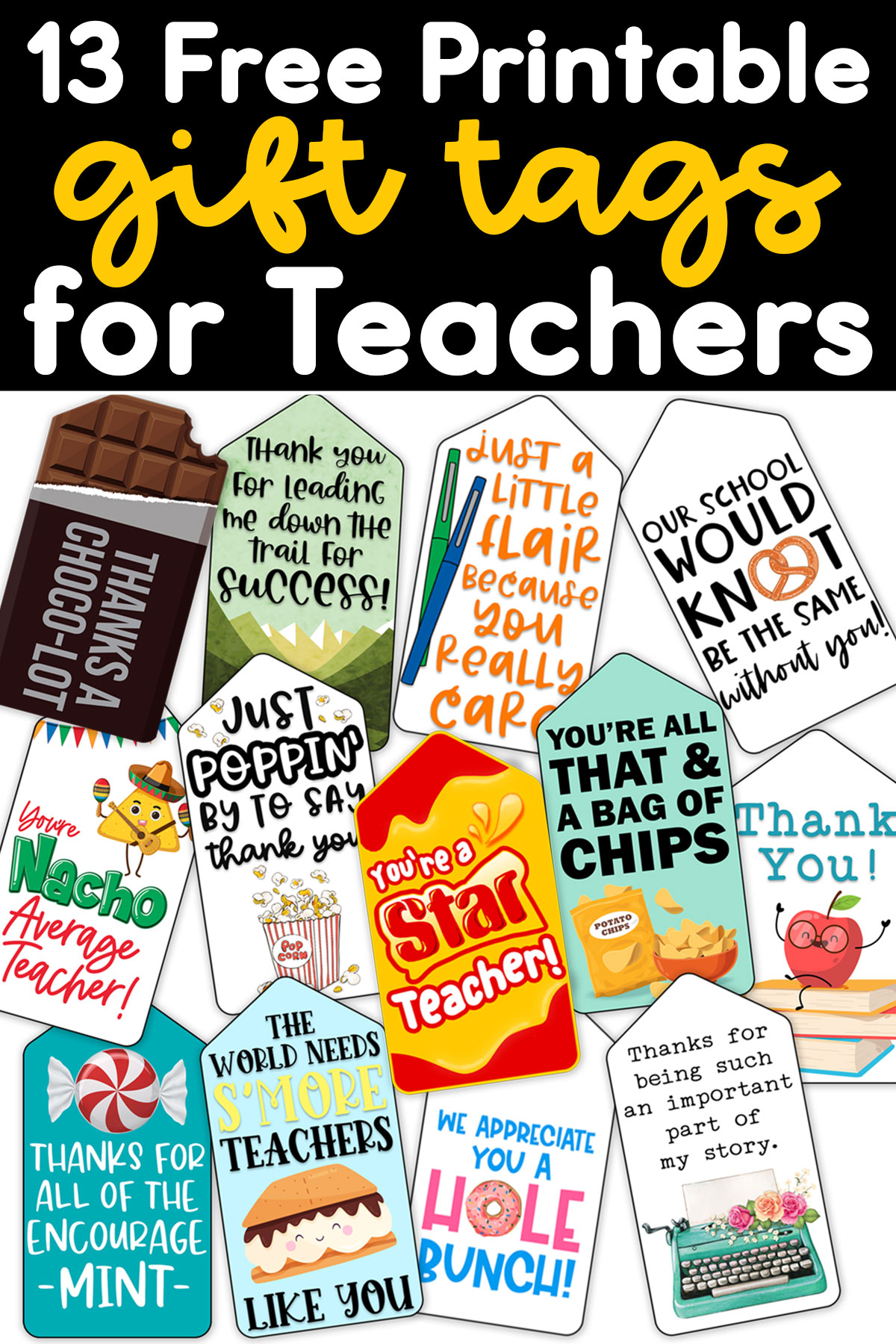 PRINTABLE Flair Pen Gift Tag Teacher Appreciation Note School Staff Thanks  Fun Teacher Thank You Idea Digital Download (Download Now) 