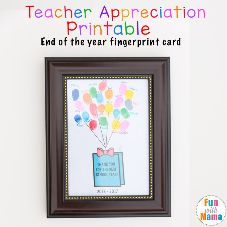 Image for Printable End of the Year Teacher Appreciation Gift Fingerprint