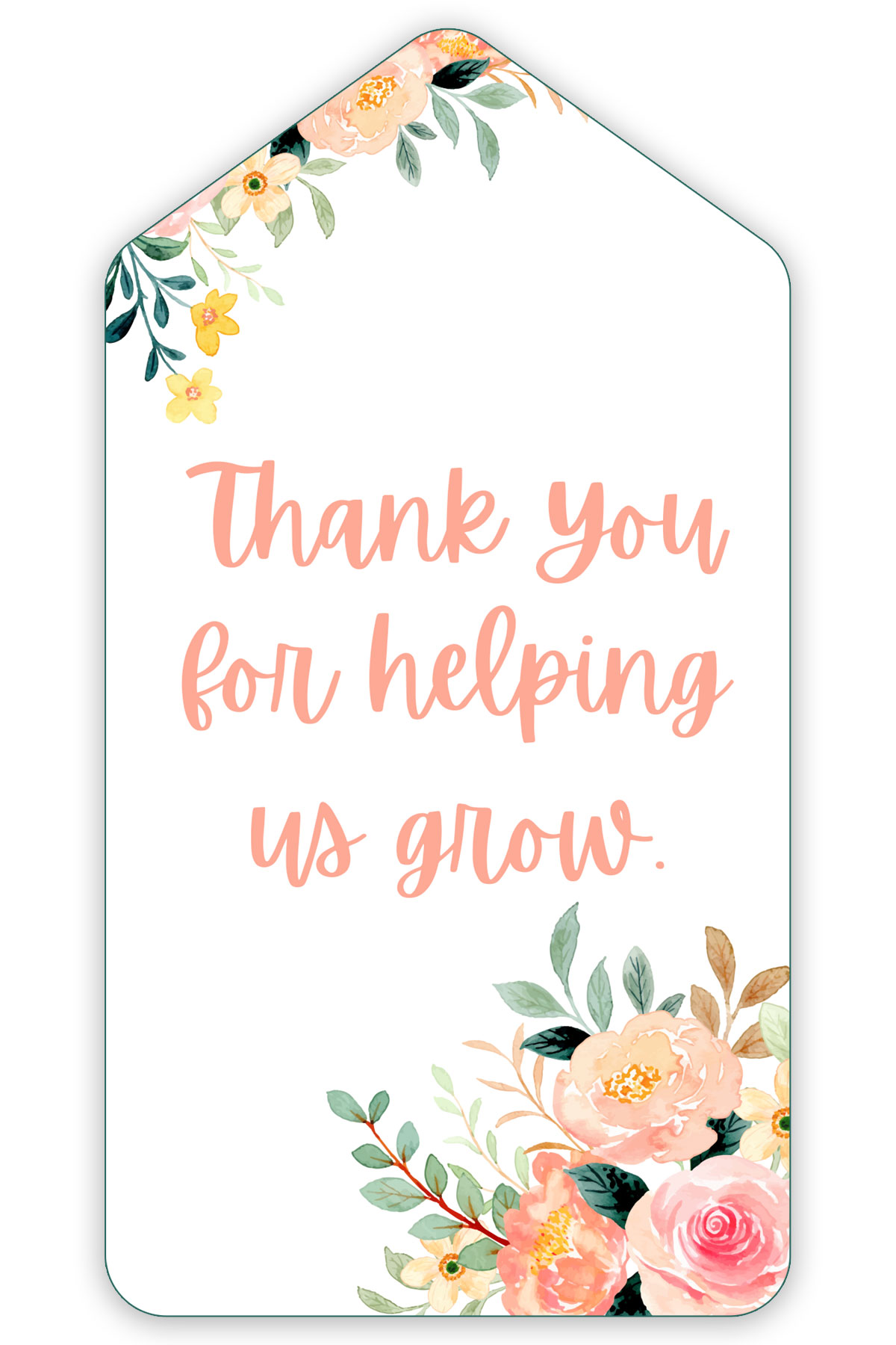 Thank You For Helping Me Grow Printable Tag