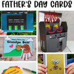 At the top it says 50+ ideas for Father's Day cards. Below that are some examples of the 50 card ideas.