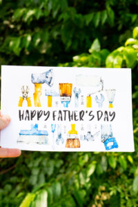 This card says Happy Father's Day" and is surrounded on the top and bottom by tools.