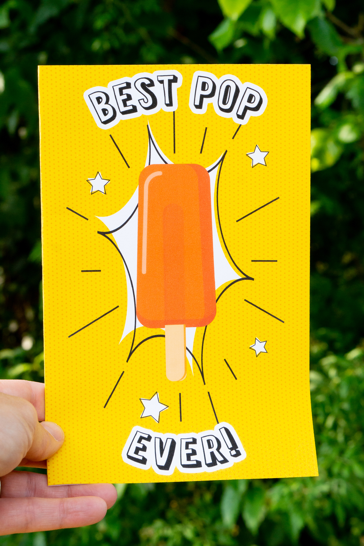 The card says "Best pop, ever!" And it features the drawing of a popsicle.