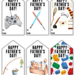 This image shows one of the pages of the Happy Fathers Day tags printable set you can get for free at the end of this blog post.