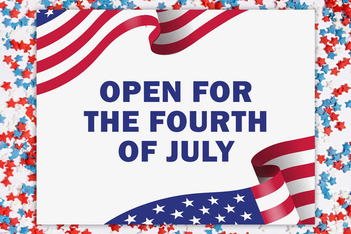 This shows a sign that says Open for the Fourth of July. This is one of the printable Closed and Open for 4th of July templates you can download in this blog post.